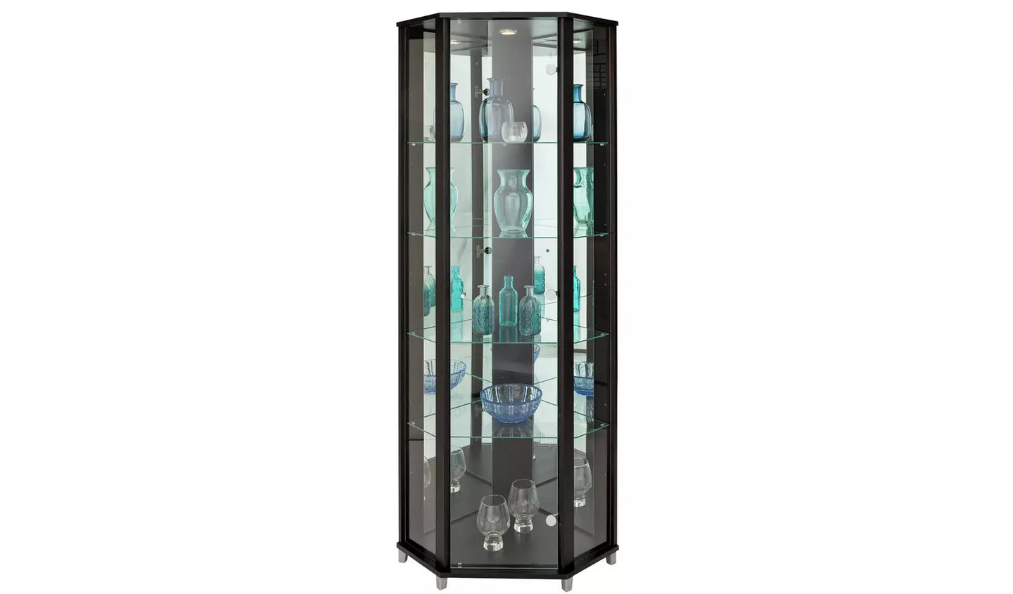 1 Glass Door Corner Display Cabinet - Black